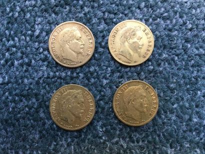 null 4 pièces de 10 Francs en or Type Napoléon III, tête laurée - 1862 (2) - 1863...