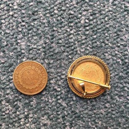 null 2 pièces de 20 Francs en or
Type Napoléon III, tête nue - 1857 A montée en broche...