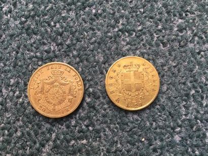 null Lot de 2 pièces en or, Etranger
1 pièce de 20 Lires Type Victor Emmanuel II...