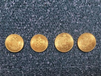 null Lot de 4 pièces en or, Autriche
4 Florins Type François-Joseph Ier, pièce historique...