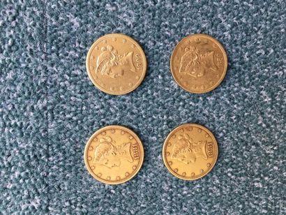 null 4 pièces de 10 Dollars en or
Type Liberty -  1880 - 1881 (2) - 1899

Frais acheteur...