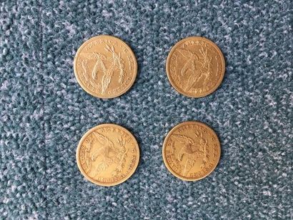 null Lot de 4 pièces en or, Amérique 
 1 pièce de 10 Dollars Type Liberty - 1901...