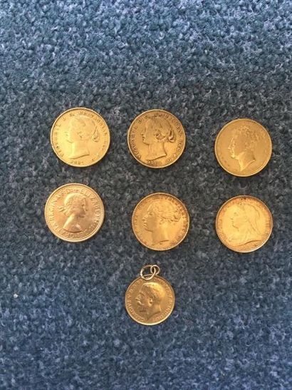 null Lot de 6 pièces en or, Grande Bretagne
2 Souverains Type Victoria - Sydney,...
