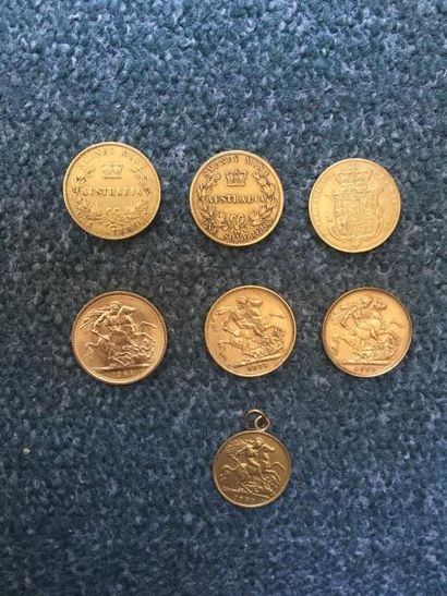 null Lot de 6 pièces en or, Grande Bretagne
2 Souverains Type Victoria - Sydney,...