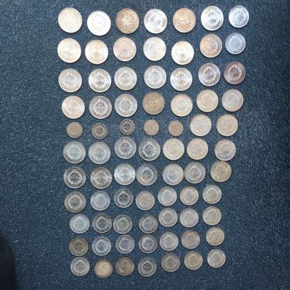 null Lot de pièces en argent, France
43 pièces de 50 Francs Type Hercule
29 pièces...