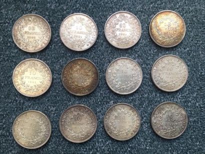 null 12 pièces de 10 Francs en argent Type Hercule - 1965 (6) - 1966 (4) - 1967 (2)

Frais...