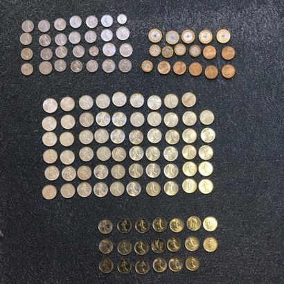 null Lot de 59 pièces en argent, France Type semeuse - 1960 à 1968
On joint : 5 pièces...