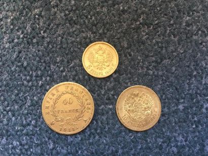 null Lot de 3 pièces en or, France et Russie
1 pièce de 40 Francs Type Napoléon,...
