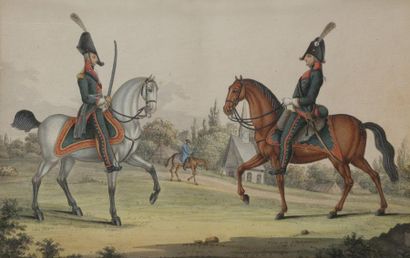 null Officiers de l’armée saxonne, dont artilleur, vers 1800-1810
Suite de cinq gravures...