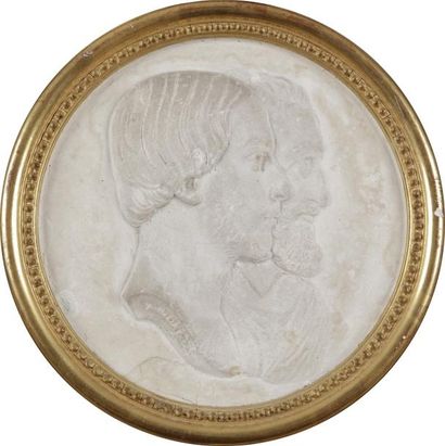 null Le comte de Chambord et le Roi Henri IV
Médaillon en plâtre, en relief, avec...