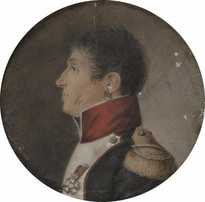 null École française du début du XIXe siècle.
Portrait de profil d’un officier subalterne,...