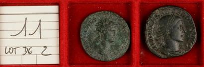 null LOT de 2 monnaies en bronze : as de NERON (TB) et sesterce d’ALEXANDRE SEVERE...