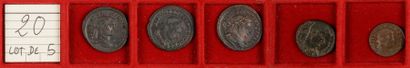 null LOT de 5 monnaies en bronze du BAS-EMPIRE : 3 folles (1 de MAXIMIEN HERCULE...