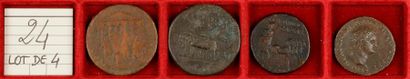null LOT de 4 monnaies de bronze : 2 sesterces (CALIGULA, AGRIPPINE) et 2 as (GERMANICUS...