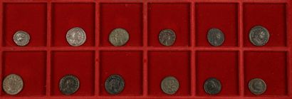 null LOT de 12 monnaies romaines : 1 denier de CARACALLA en argent, 1 antoninien...
