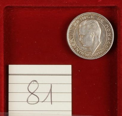 null RAINIER III (1949-2005). PIEFORT de 20 francs 1950, en argent (13,07g), frappé...
