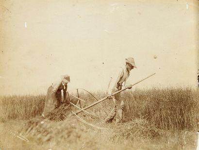 Charles Bodmer (1809-1893) Travaux dans les champs. Récolte du blé. c. 1870. Cinq...