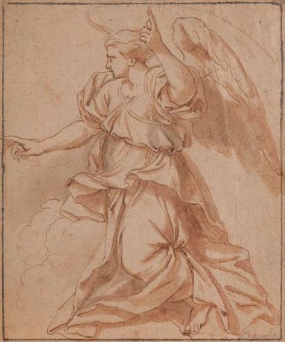 null ÉCOLE FRANÇAISE du XVIIe siècle
Étude d’ange agenouillé de profil à gauche
Plume...