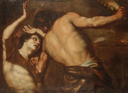 null Attribué à Antonio CARNEO 
(1637 - 1692)
Caïn et Abel
Toile 
101 x 137 cm
Restaurations...