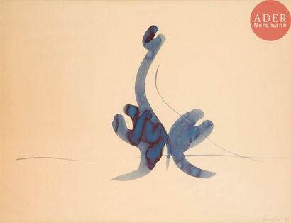 null René DUVILLIER (1919-2002)
Chevaux de mer, 1955
Aquarelle.
Signée et datée en...