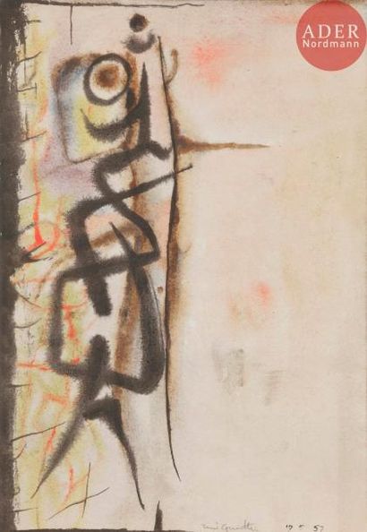 null René GUIETTE (1893-1976)
Composition, 1957
Technique mixte sur papier.
Signée...