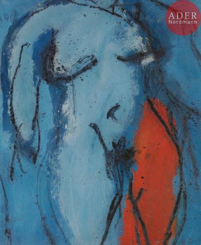 null Serge PLAGNOL (né en 1951)
Nu bleu-orange, 1988
Huile sur toile.
Signée, datée...