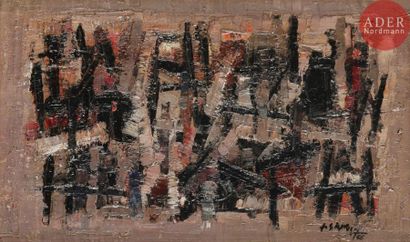 null Jean SIGNOVERT (1919-1981)
Composition, 1956
Huile sur panneau.
Signée et datée...