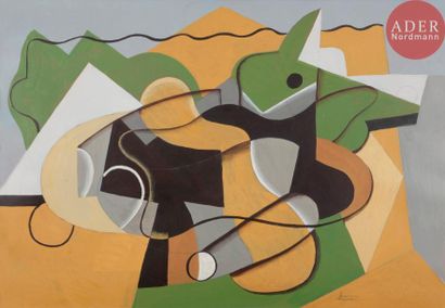 null Louis TESSON (XXe siècle)
Composition cubiste
Gouache.
Signée en bas à droite.
36...
