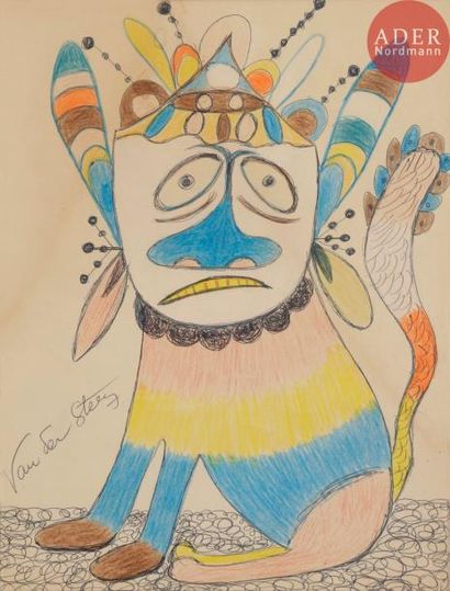 null Germain VAN DER STEEN (1897-1985)
Animal fantastique
Stylo bille et crayon de...