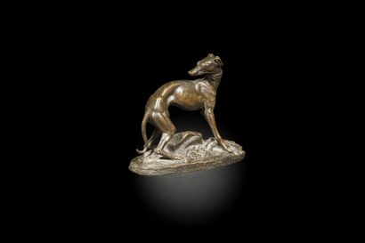 null Théodore Gechter (1796-1844)
Levrette au lièvre
Bronze à patine brune
Porte...