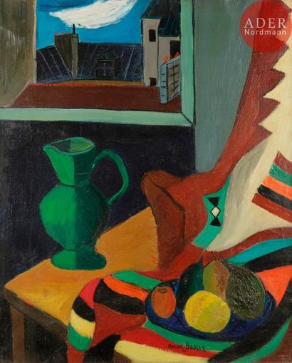 null Marcel BASLER (1917-1990)
Pichet devant la fenêtre
Huile sur toile.
Signée en...