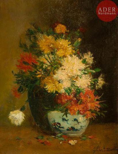 null Charles GILBERT-MARTIN (1839-1905)
Vase de fleurs,
Huile sur toile.
Signée en...
