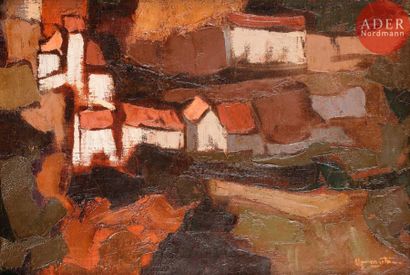 null Guy Edward GREY-SMITH (1916-1981)
Paysage aux toits blancs, vers 1960
Huile...