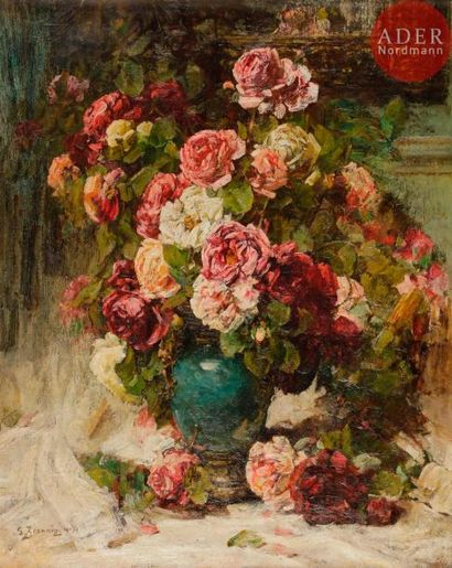 null Georges JEANNIN (1841-1925)
Vase de roses sur un entablement, 1913
Huile sur...