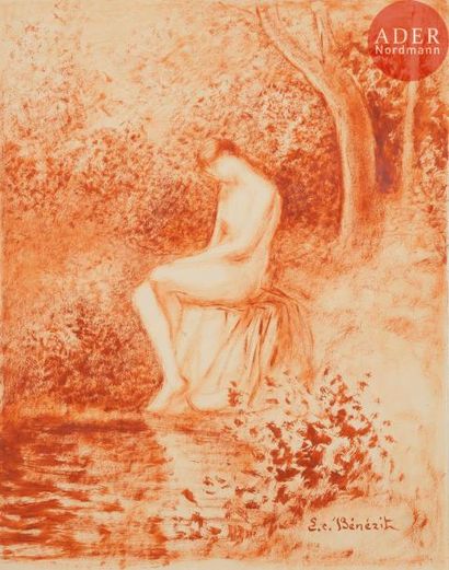 null Emmanuel Charles BENEZIT (1887-1975)
Femme assise près d’un cours d’eau
Gouache...