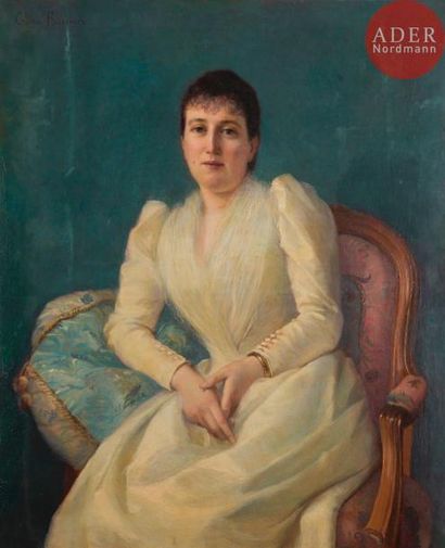 null Gaston BUSSIèRE (1862-1929)
Portrait de femme
Huile sur toile.
Signée en haut...