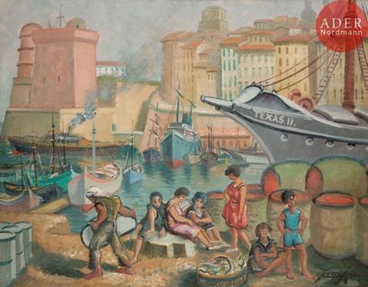 null Auguste CLERGÉ (1891-1963)
Le Port de Marseille, 1928
Huile sur toile.
Signée...