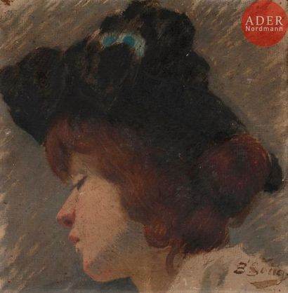 null Sevket DAG (1875-1944)
Profil de femme, vers 1903
Huile sur toile contrecollée...