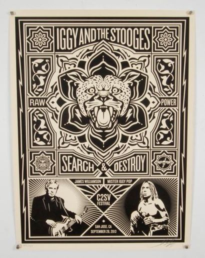 null OBEY (Shepard Fairey) 
Affiche « Iggy & the Stooges » 2013, signée et numérotée....