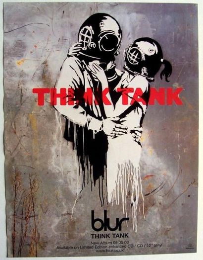 null BANKSY 
Affiche originale 2003 BLUR « Think tank » 152 x 101 cm - 59 x 39 i...