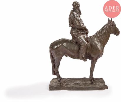 null Paul (Paolo) Pétrovitch TROUBETZKOY (1866-1938)
Tolstoy à cheval
Bronze à patine...
