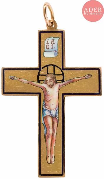 null Croix pendentif en or 56 zolotniks (583 millièmes), en forme de croix latine,...