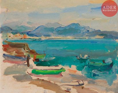 null Serge (Serguey Alexandrovitch) MAKO (1885-1953)
Barques en Méditerranée. 1947
Huile...