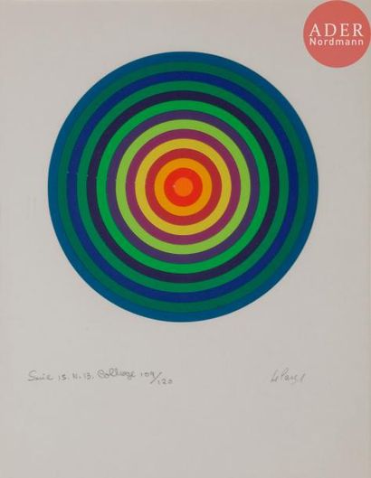 null Julio LE PARC (né en 1928)
Cible, Série 15 n°13
Collage et sérigraphie couleur.
Signé...