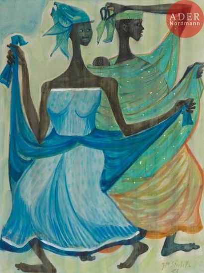 null Jean-Marie STREBELLE [belge] (1916-1989)
Figures indigènes I, 1954
Gouache et...