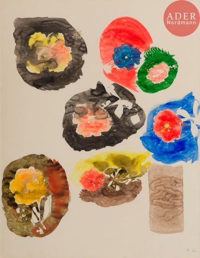 null Raymond LEGUEULT (1898-1971)
Fleurs
Aquarelle.
Monogrammée en bas à droite.
42...
