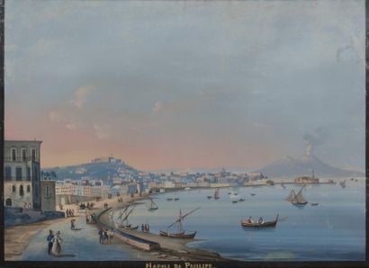 null ÉCOLE NAPOLITAINE du XIXe siècle
Naples vue du Pausilippe
Gouache.
(Mauvais...