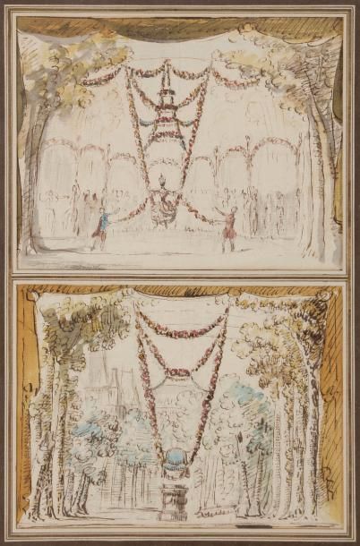 null Louis-René BOCQUET (1717-1814)
Deux projets de décors pour La Princesse de Navarre...