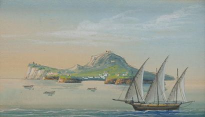 null ÉCOLE NAPOLITAINE
Deux vues de Capri et trois vues du Vésuve
Gouache.
34 x 49...