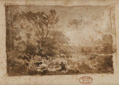 null Félix ZIEM (1821-1911)
Paysage
Lavis d’encre.
Porte le timbre de l’atelier (Lugt...